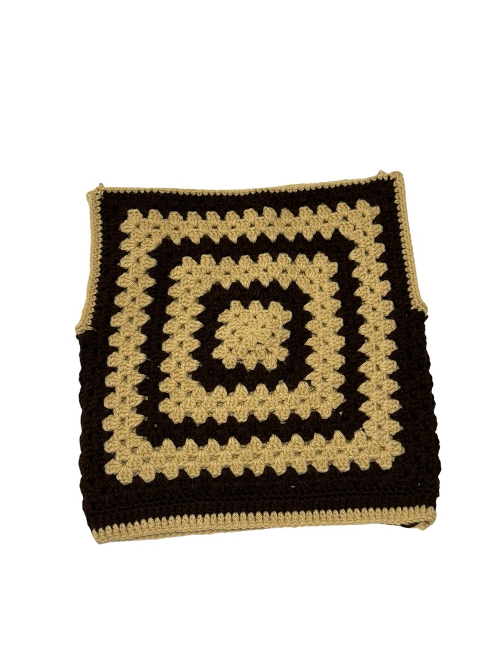 Hand Crafted Crochet Square Tank Top in Black and Cream
